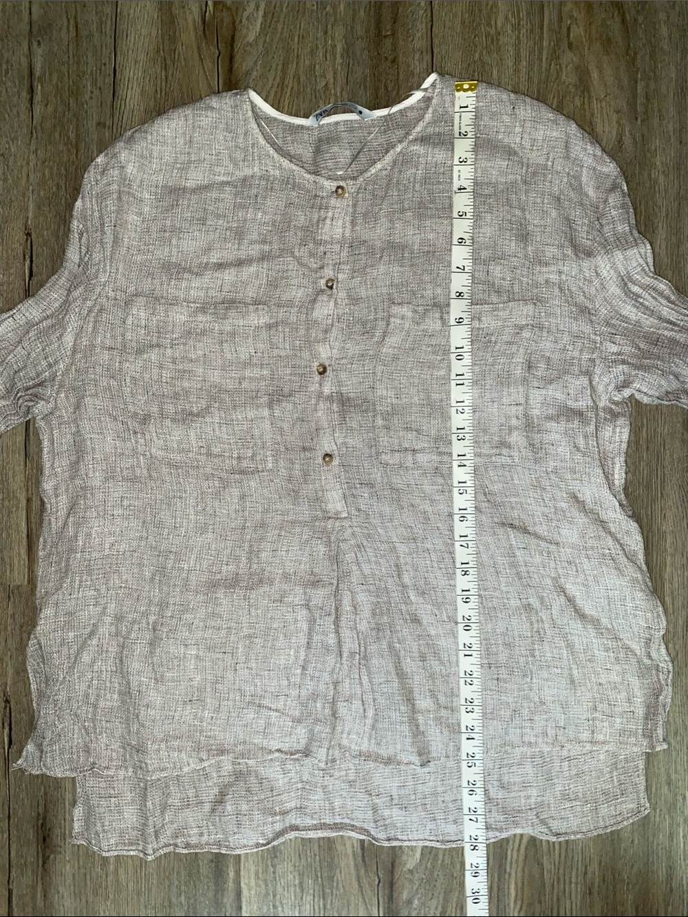 Zara grey linen button-down blouse with two chest pockets Size S - Picture 4 of 5